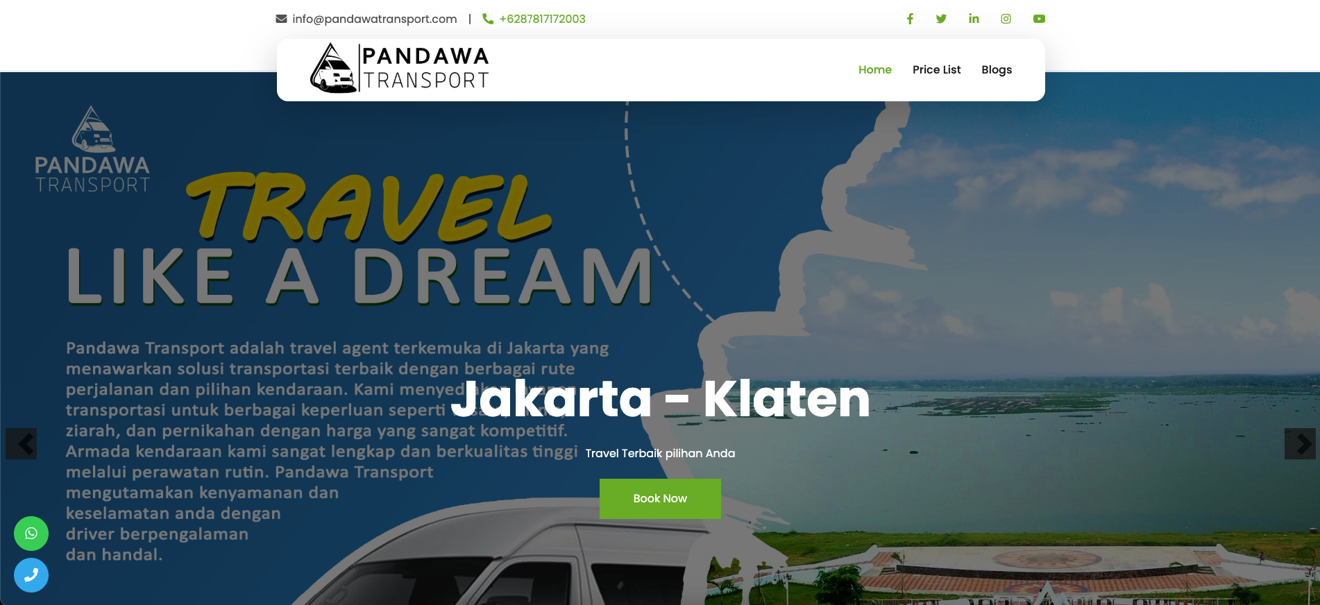 Website Travel Agency Pandawa Transport